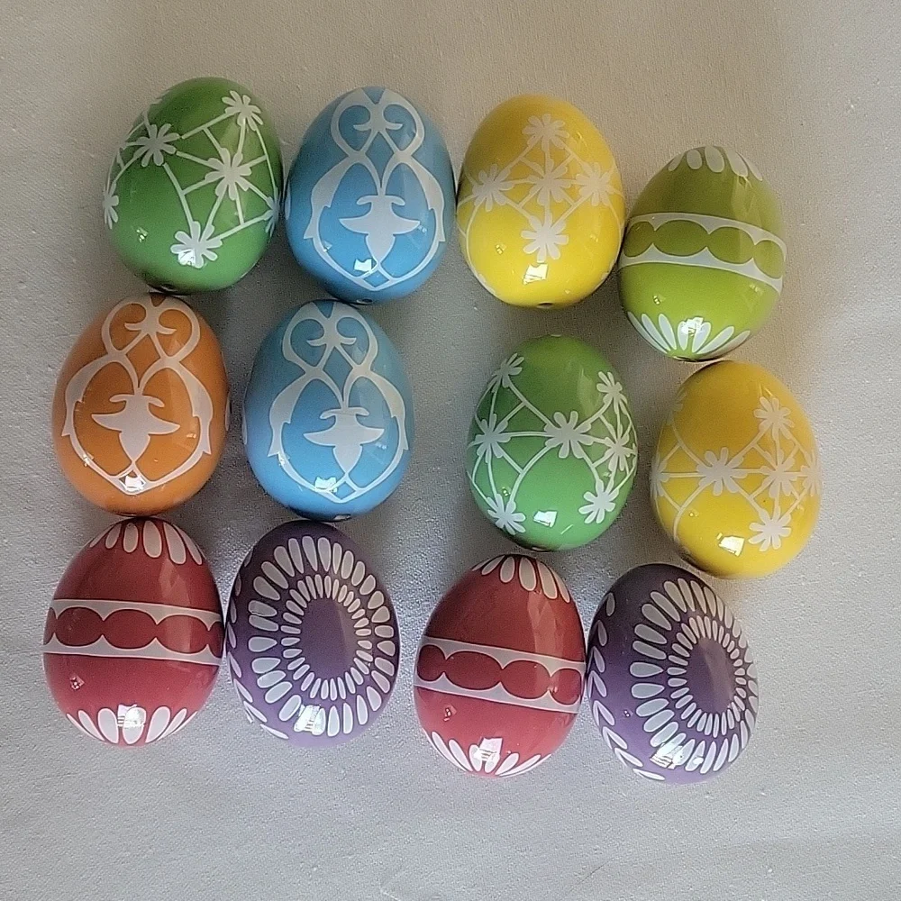 12 Ceramic Colorful Decrotive Lightweight Eggs Easter